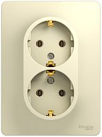 Розетка с заземлением Systeme Electric Glossa 1-м. 2 мод. бежевый картинка